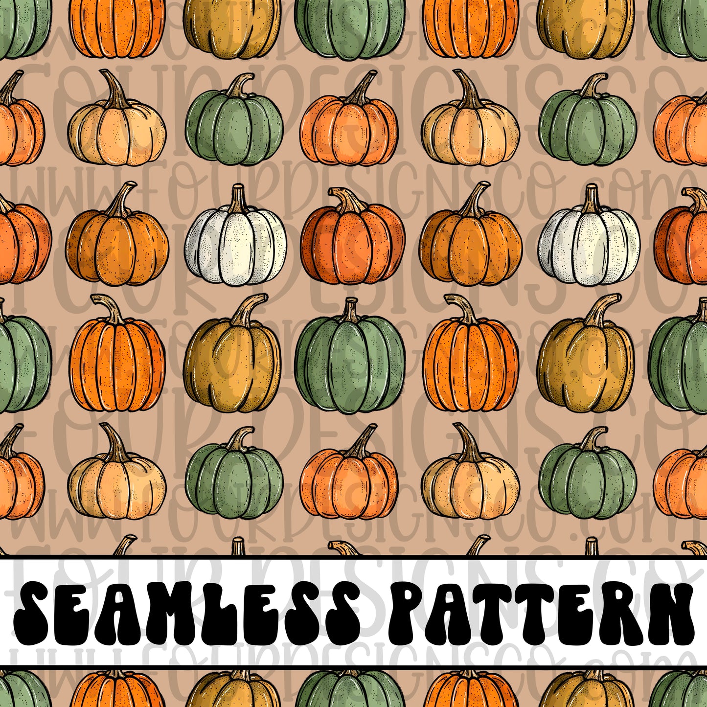 Tan pumpkin seamless pattern