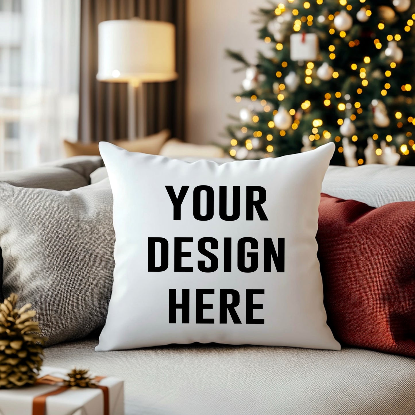 White pillow Christmas mock up