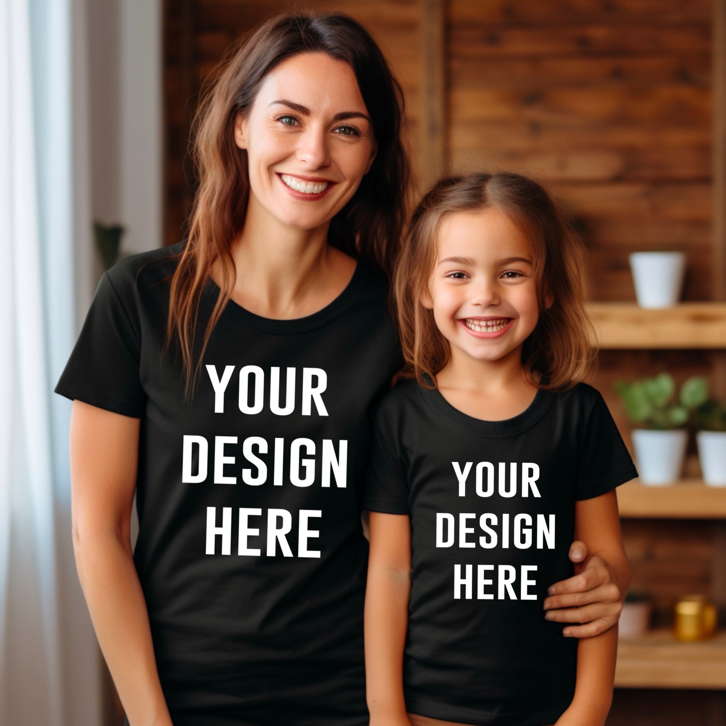 Mom and daughter black shirt mock ups