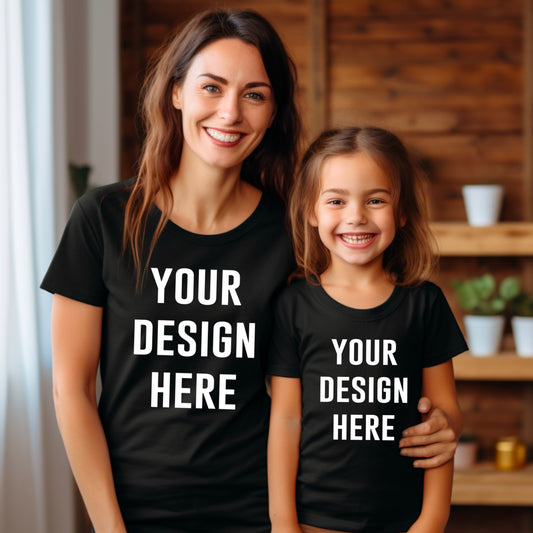 Mom and daughter black shirt mock ups