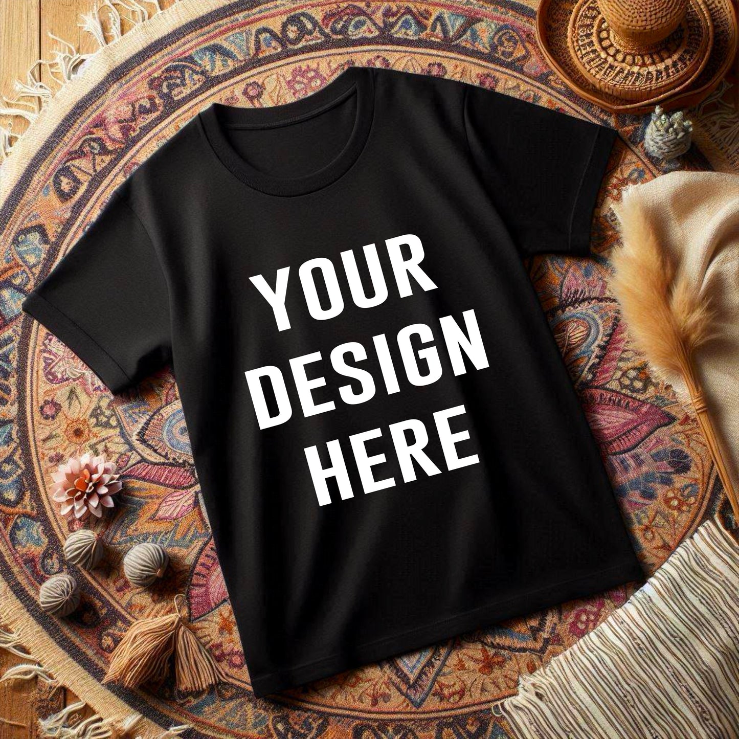 Black boho flat lay mock up 2