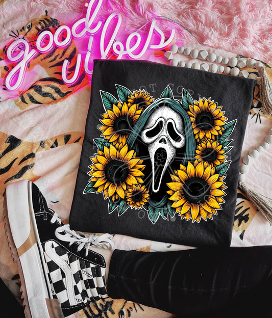 GhostFace sunflowers with black and white outline