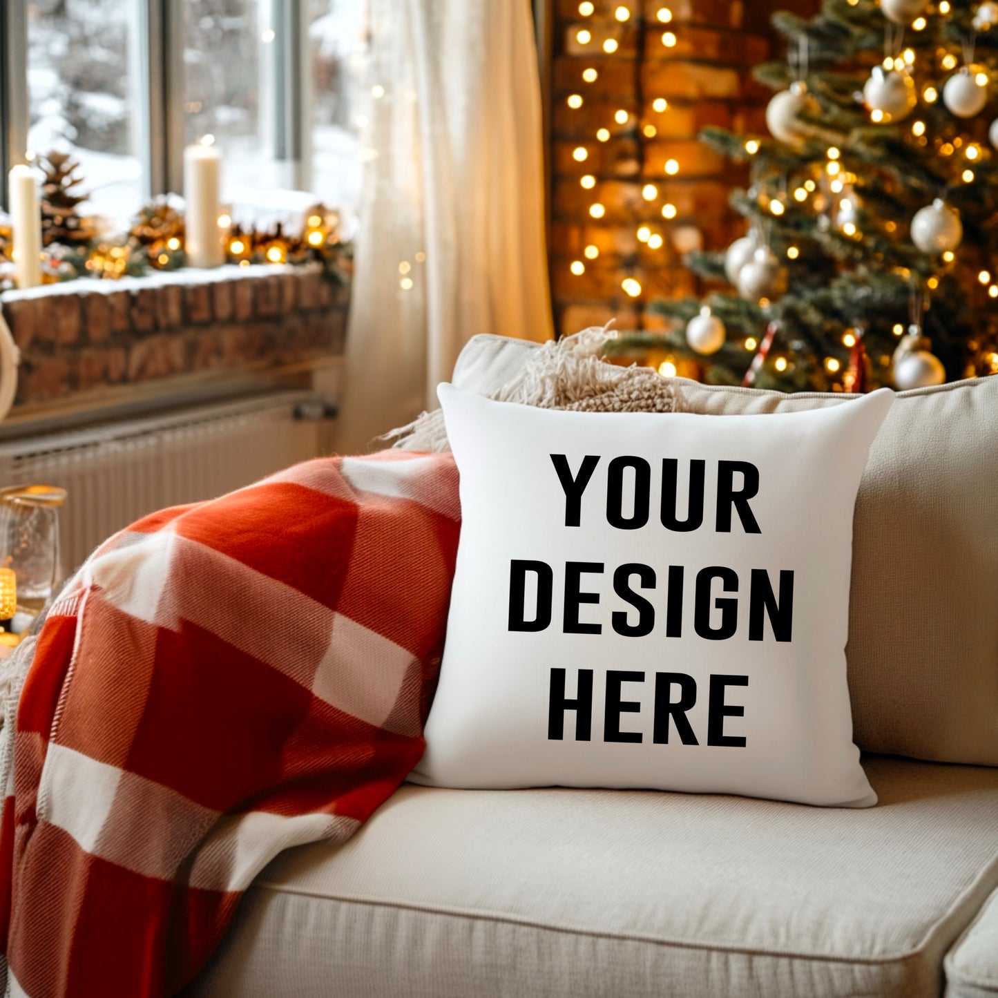 White pillow Christmas mock up