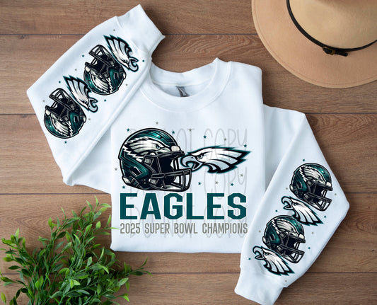 Eagles SB Champions 2025, designs, pocket, and sleeve