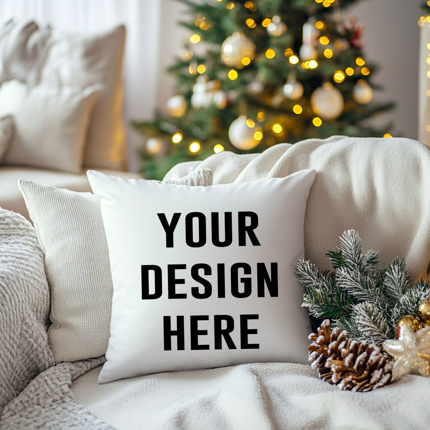 White pillow Christmas mock up