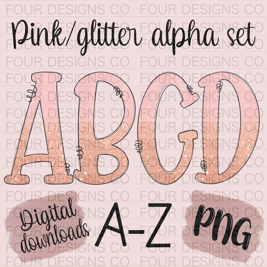 Pink/glitter alpha set